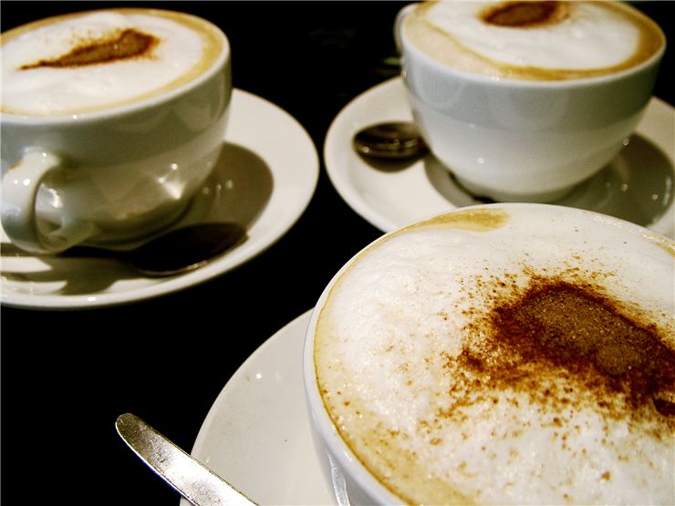 Picture Of Three Cups Of Cappuccino Coffee